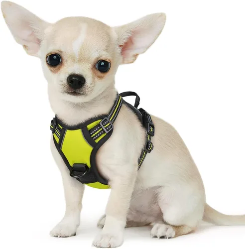 Vista 53 de Eagloo Arnés para perro pequeño, sin tirones, chaleco de servicio con tiras reflectantes y asa de control, ajustable y cómodo para caminar, arnés