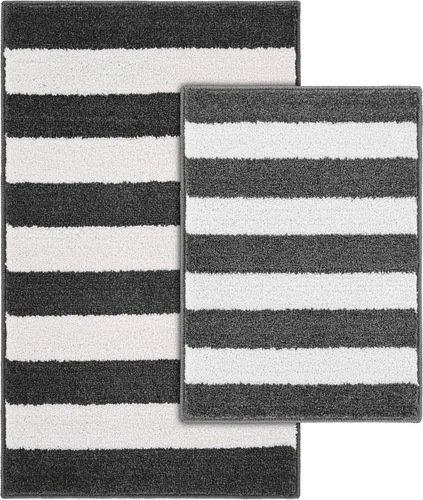 Vista 20 de Garland Rug Beach Stripe Basin - Alfombra de baño lavable a rayas azules, antideslizante, de secado rápido, suave y absorbente, lavable a máquina