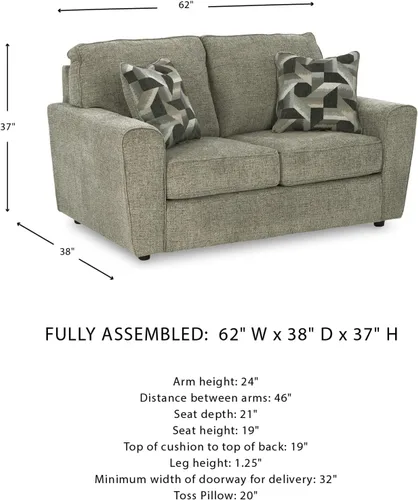 Vista 3 de Signature Design by Ashley Cascilla Sofá biplaza casual, gris claro