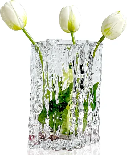 Vista 9 de Aoderun Jarrón de cristal de cristal resistente para mesa de comedor, cocina, oficina, hogar, estante, boda, sala de estar, centros de mesa (ámbar)
