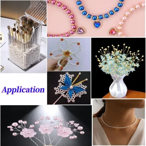 Vista 7 de Cuentas de perlas mixtas de 30 a 0.315 in, perlas redondas sueltas de satén, cuentas de plástico para hacer joyas, aretes, pulseras, collares