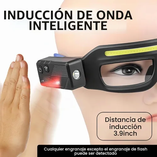 Vista 6 de Lentes LED recargables para faros delanteros con sensor de movimiento y control táctil, 5 modos de iluminación USB C para correr, acampar, pescar