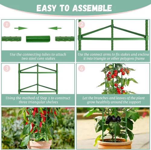 Vista 4 de Legigo Paquete de 2 jaulas de tomate para soporte de plantas de jardín, estacas de jardín de hasta 48 pulgadas, enrejado de tomate para plantas