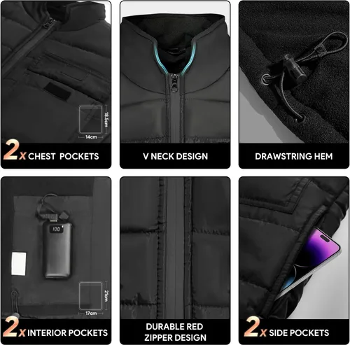 Vista 5 de cosyyosy Heated Vest for Men Women, 6 Pockets, 4 Heating Zones, Electric Outdoors Heating Jacket Coat