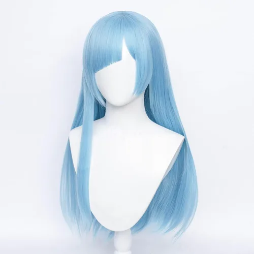 Vista 3 de Peluca de pelo recto medio azul Cosplay Miwa Kasumi peluca para anime japonés Jujutsu Kaisen peluca marina de guerra disfraz temático fiesta peluca