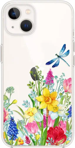 Vista 4 de Blingy's Funda para iPhone 14, divertido estilo calabaza con patrón de hojas de otoño, lindo diseño de otoño, funda protectora transparente de TPU