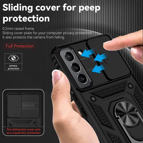 Vista 4 de Funda para Samsung Galaxy S22 con cubierta para lente de cámara, protector de pantalla HD, doble capa de grado militar, probada contra caídas