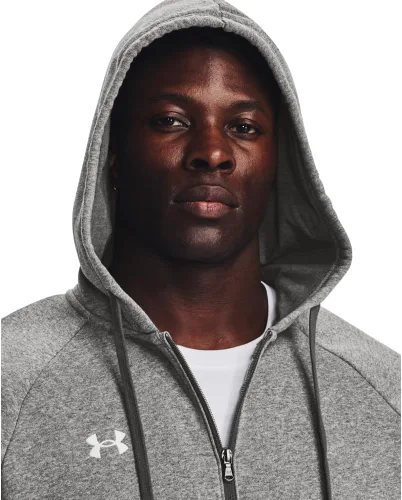 Vista 4 de Under Armour - Sudadera Rival de vellón para hombres, con capucha y cierre con cremallera completa