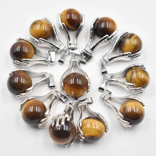Vista 4 de Colgante de cristal de cuarzo natural con forma de bola redonda, collares de cuentas para yoga, reiki, chakras, curación, joyería para mujeres