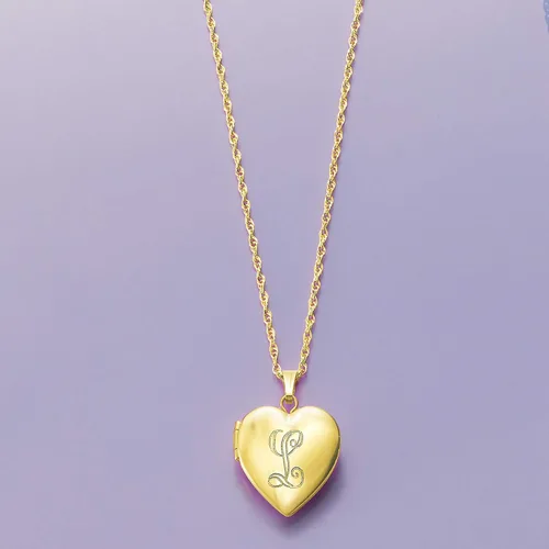 Vista 3 de Ross-Simons 14kt Yellow Gold Personalized Heart Locket Necklace