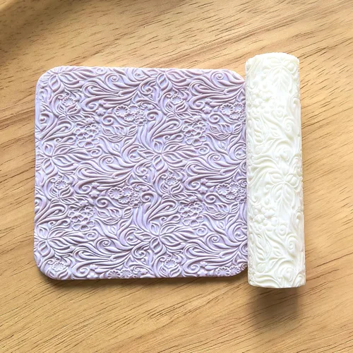 Vista 6 de Rodillo de textura de arcilla polimérica de 3 piezas, funciona con cortadores de arcilla polimérica para manualidades, aretes, joyería, suministros