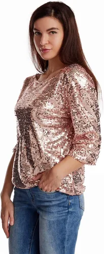 Vista 9 de Camiseta sin mangas con lentejuelas brillantes y hombros descubiertos para mujeres, Blusa, Camiseta para cóctel, informal, con lentejuelas