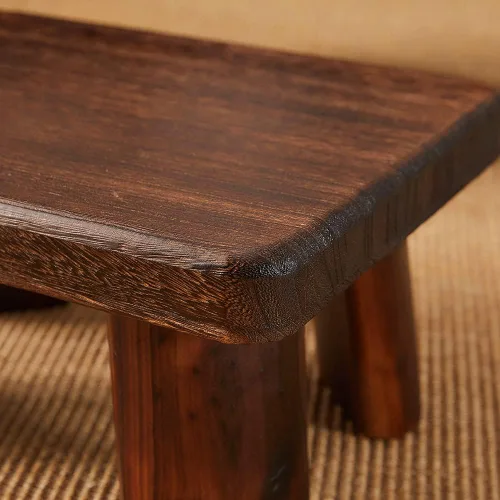 Vista 3 de Taburete de madera, taburete rectangular para mesita de noche, escalera para cocina y baño, taburete reposapiés debajo del escritorio, súper