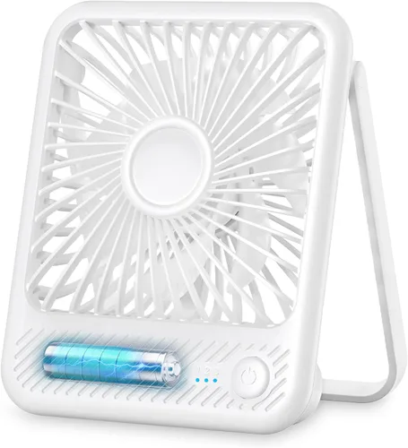 Vista 8 de Koonie - Ventilador de escritorio, ultra silencioso con batería de 2.5-11h, pequeño ventilador USB con viento fuerte, plegable con inclinación