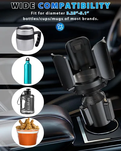 Vista 6 de IPOW Paquete de 2 expansores de portavasos para automóvil con soporte ajustable y base, compatible con Yeti Ramblers, Hydro Flasks, la mayoría