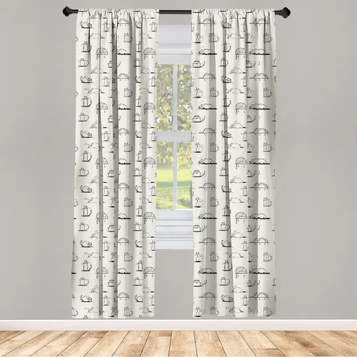 Vista 2 de Lunarable Cortinas para ventana para mascotas, divertidos personajes de gatos, estilo artístico, gatitos juguetones, animales peludos, decoración