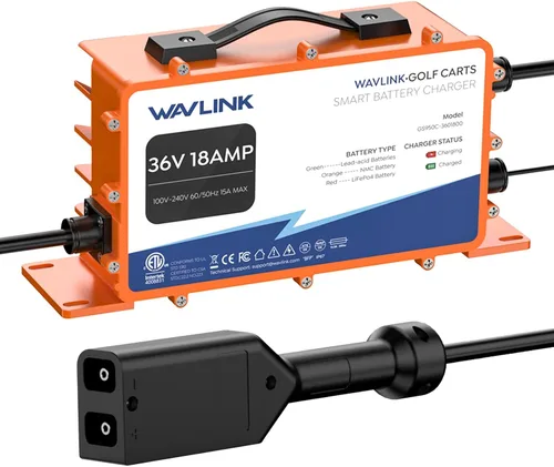 Vista 10 de WAVLINK Cargador de batería para carrito de golf de 48 V 18 AMP, impermeable IP67, compatible con LiFePO4/NMC/plomo-ácido