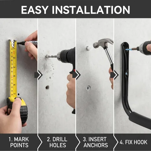 Vista 7 de Ganchos de almacenamiento de garaje y jardín, colgador de brazo jumbo resistente, ganchos de escalera de 9.5 pulgadas para sillas plegables