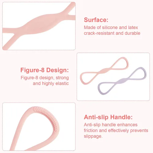 Vista 3 de 8 Bandas de Resistencia para Mujeres, 2 Piezas Bandas de Ejercicio Bandas de Resistencia con Asas, Bandas de Ejercicio Portátiles con Forma de 8