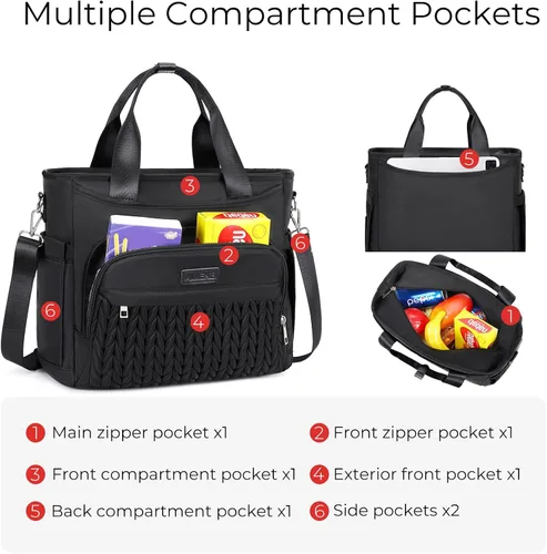 Vista 6 de AIJIEKE Lonchera térmica para hombres y mujeres, lonchera, bolsa de almuerzo para el trabajo, bolsa enfriadora grande a prueba de fugas con correa