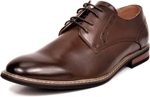 Vista 9 de Bruno Marc - Zapatos de vestir Oxford forrados de cuero para hombre Marrón