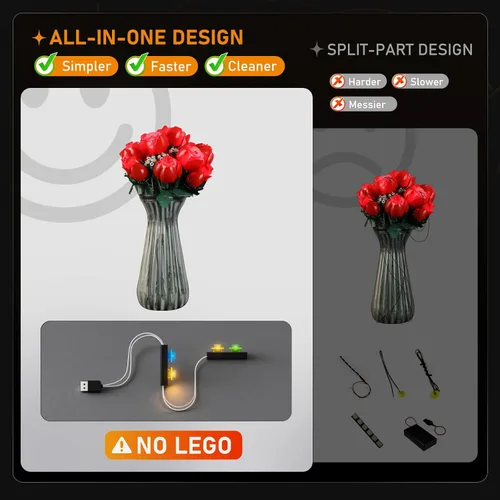 Vista 7 de LIGHTAILING Luz para Lego- 10328 Ramo de Rosas - Kit de iluminación LED compatible con el modelo de bloques de construcción Lego - No incluye