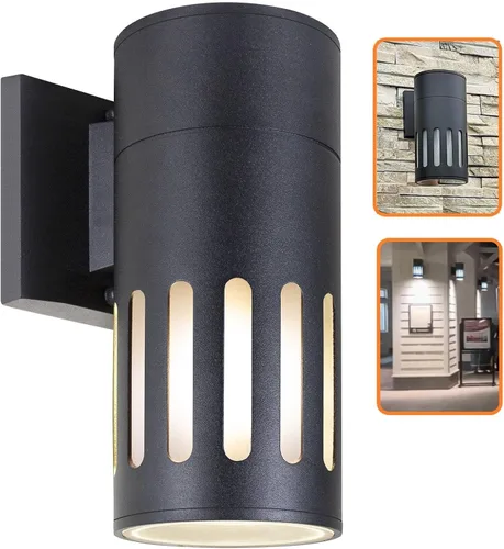 Vista 18 de Lámpara de pared para exteriores, iluminación exterior – Listado ETL, aluminio fundido a presión antioxidante, impermeable, diseño de cilindro
