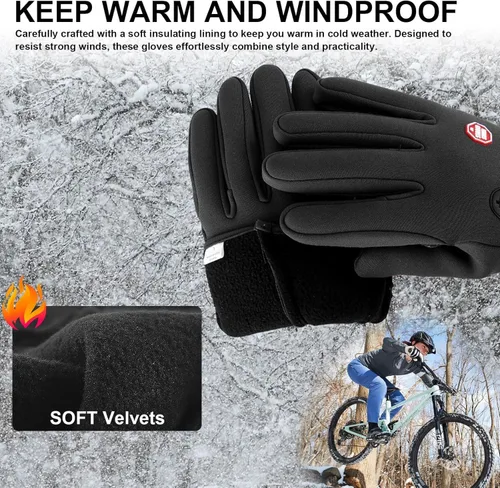Vista 5 de Guantes de invierno, guantes antideslizantes para pantalla táctil, guantes de ciclismo resistentes al viento, guantes térmicos para clima frío