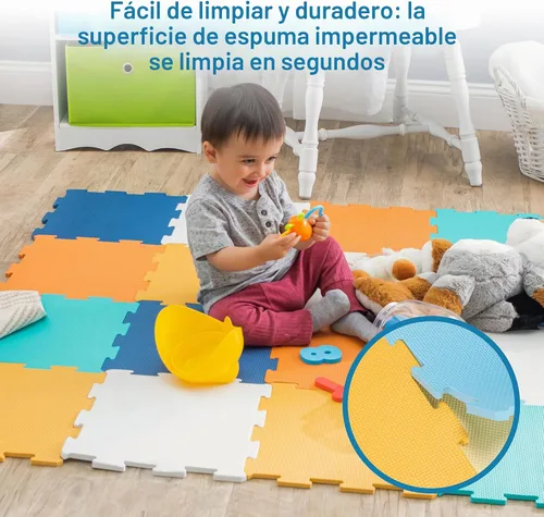 Vista 4 de Enovoe Alfombra de Juego para Bebés para Piso - Esteras de Espuma EVA Entrelazadas No Tóxicas - 16 Piezas - Alfombra de Espuma con Rompecabezas