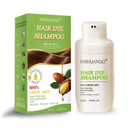Vista 10 de SHIHUANUO Champú de tinte negro para cabello gris, champú de color 3 en 1 con 6 extractos de hierbas, cobertura 100% de canas, fácil de teñir