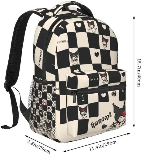 Vista 3 de Mochila de anime para niñas y mujeres, mochilas kawaii de dibujos animados, mochila de viaje ligera y bonita, Negro