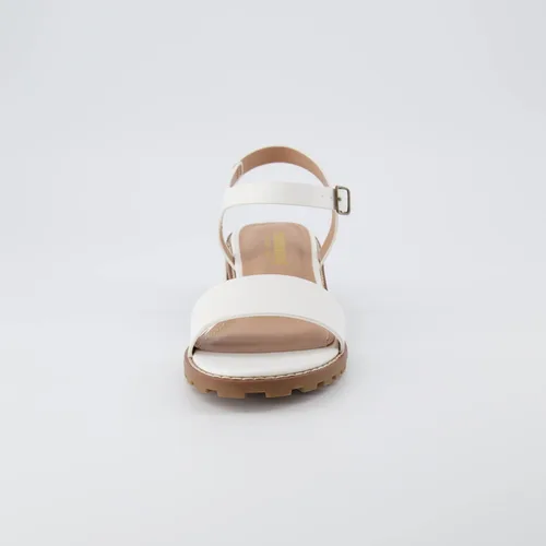 Vista 3 de CUSHIONAIRE Sandalia Flynn con tacón de bloque de una banda + espuma viscoelástica, anchos disponibles
