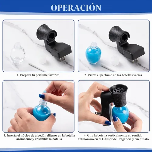 Vista 4 de Patelai - Paquete de 2 difusores de pared enchufables con 4 botellas Negro