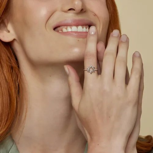 Vista 42 de Jewmon Anillo de plata de ley con estrella de David para mujer – Anillo ajustable Magen David – Amuleto Wicca – Regalos judíos