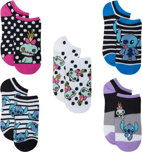 Vista 10 de Disney Women's Lilo & Stitch 5 Pack No Show Socks Surtido azul pastel