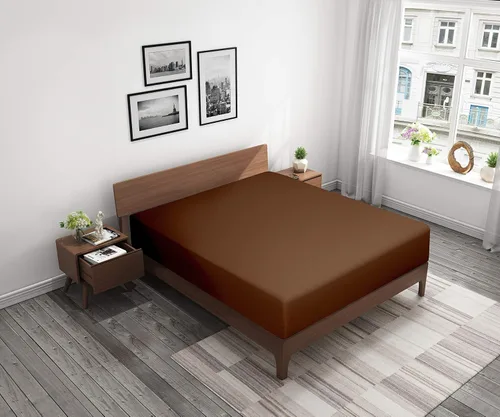 Vista 5 de BEDSUM - Sábana bajera de microfibra con bolsillo profundo para colchón, resistente a las arrugas, la decoloración y las manchas Marrón