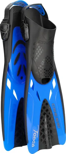 Vista 8 de Cressi Aletas de snorkel ajustables para adultos con hebillas ultra resistentes, muy ligeras, ideales para viajar - Tonga: diseñadas en Italia