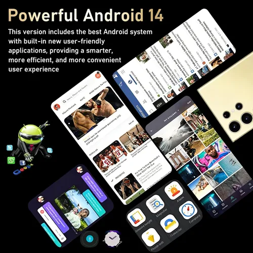 Vista 9 de Teléfonos desbloqueados C25 Ultra 8GB+256GB Android 14 teléfono Verde
