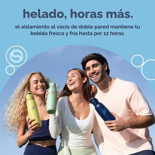 Vista 3 de sodastream Fizz & Go Cool, Botella de agua carbonatada de acero inoxidable de 0.9 L, botella de metal aislada para agua con gas, compatible