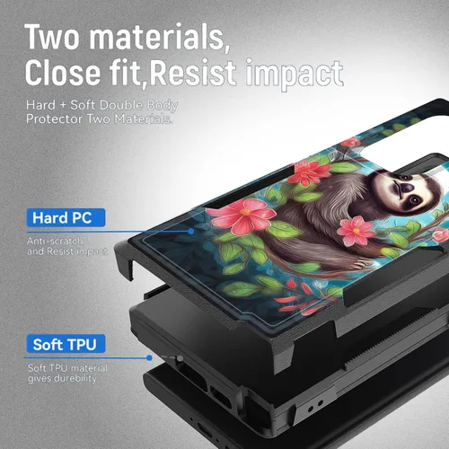 Vista 355 de Funda para Galaxy A14 5G, resistente de doble capa híbrida de policarbonato duro, goma suave, a prueba de golpes, funda protectora resistente