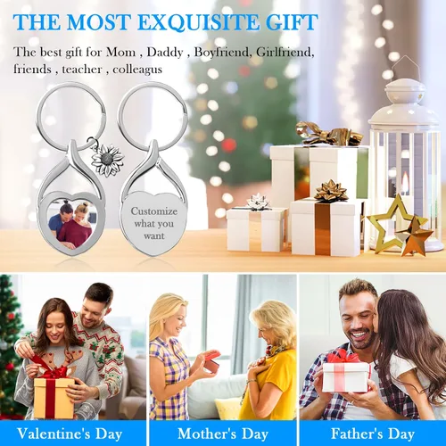 Vista 7 de HYPERFOLD Llavero personalizado de doble cara con imagen, grabado personalizado, texto fotográfico, regalos personalizados para hombres, novio