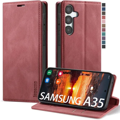 Vista 32 de Funda tipo cartera para Samsung Galaxy A32 5G con bloqueo RFID, tarjetero y función atril magnético, funda de cuero con tapa para Galaxy A32 5G