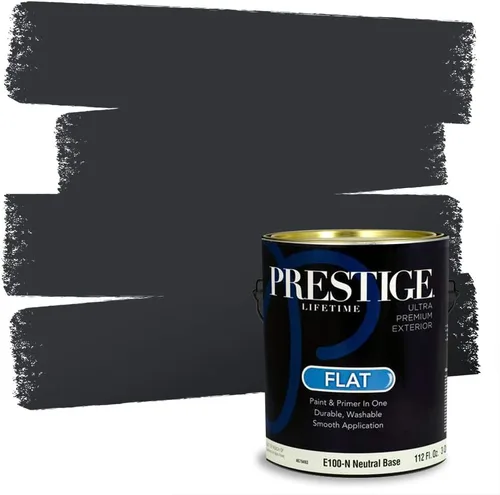 Vista 67 de PRESTIGE Pinturas Pintura Exterior e Imprimación en Uno, 1 Galón, Mate, Combinación Comparable de Sherwin Williams* Black Magic* SW6991-PCM
