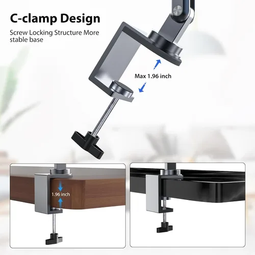 Vista 7 de KU XIU Soporte para Tablet de Escritorio, Soporte de Brazo Plegable de Aleación de Aluminio Compatible con iPad 10/9th, iPad 13/12.9/11" M3 M4 M5