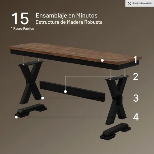 Vista 7 de Signature Design by Ashley Wildenauer Farmhouse - Banco de comedor de 50 pulgadas, marrón oscuro y negro