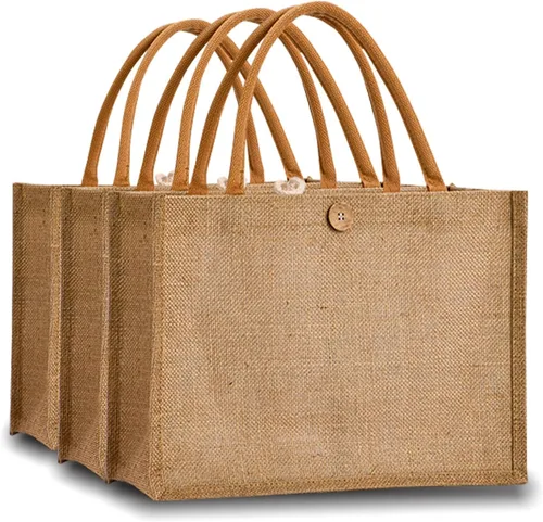 Vista 10 de Bolsas de yute de arpillera de 12.5 x 8.6 x 5.8 pulgadas [12 piezas] con 12 piezas de marrón