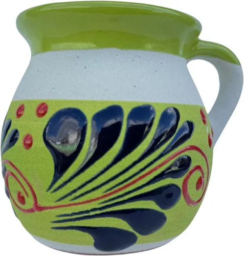 Vista 8 de JARRITOS taza mexicana arcilla, taza de arcilla mexicana, taza MEXICANA pintada a mano hecha a mano cerámica mexicana tazas de café (4Mixcolorspack)