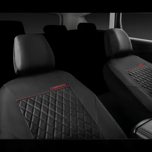 Vista 7 de CAR PASS Funda de asiento de cuero acolchada para dos asientos delanteros, universal, impermeable, de lujo, de PU premium, de vinilo