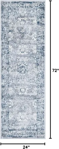 Vista 2 de Unique Loom Sumter Collection Edmunds - Alfombra de área (2 pies x 6 pies, gris/marfil)