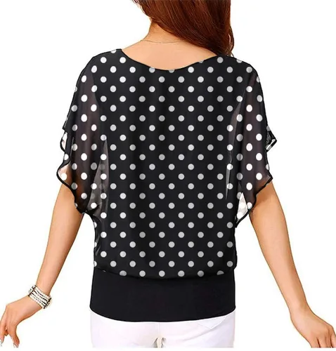 Vista 2 de VIISHOW - Blusa de manga corta casual de chifón para mujer